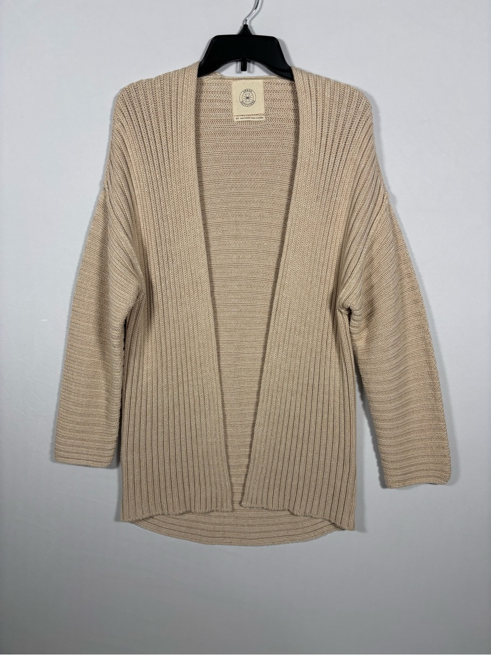 Urban Outfitters 100% Cotton Ribbed Open Front Cardigan Beige S/P